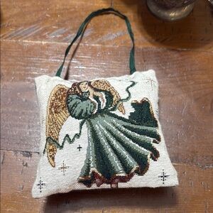 Needlepoint hand stitched angel door hanger holiday decor